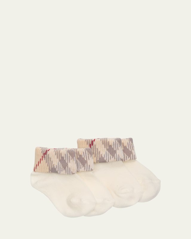 Kid's 2-Pack Check-Print Socks, Size Newborn-18